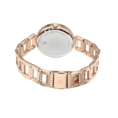 Titan Sparkle Pink Dial Analog Stainless Steel Strap watch for Women