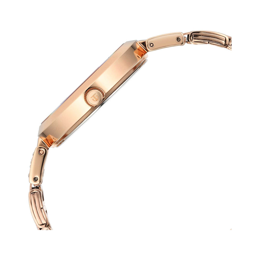 Titan Red Dial Gold Stainless Steel Analog Watch for Women