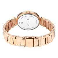 Titan Red Dial Gold Stainless Steel Analog Watch for Women