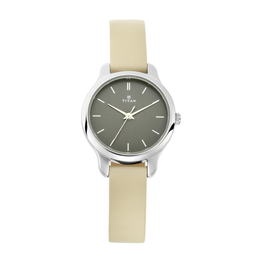 Titan Women's Chic minimalist watch with Anthracite dial and leather strap
