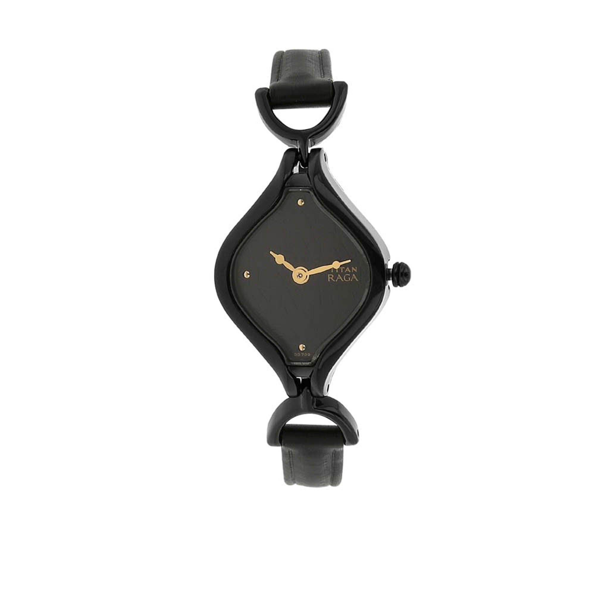 Titan Raga Black Dial Leather Strap Analog Watch for Women