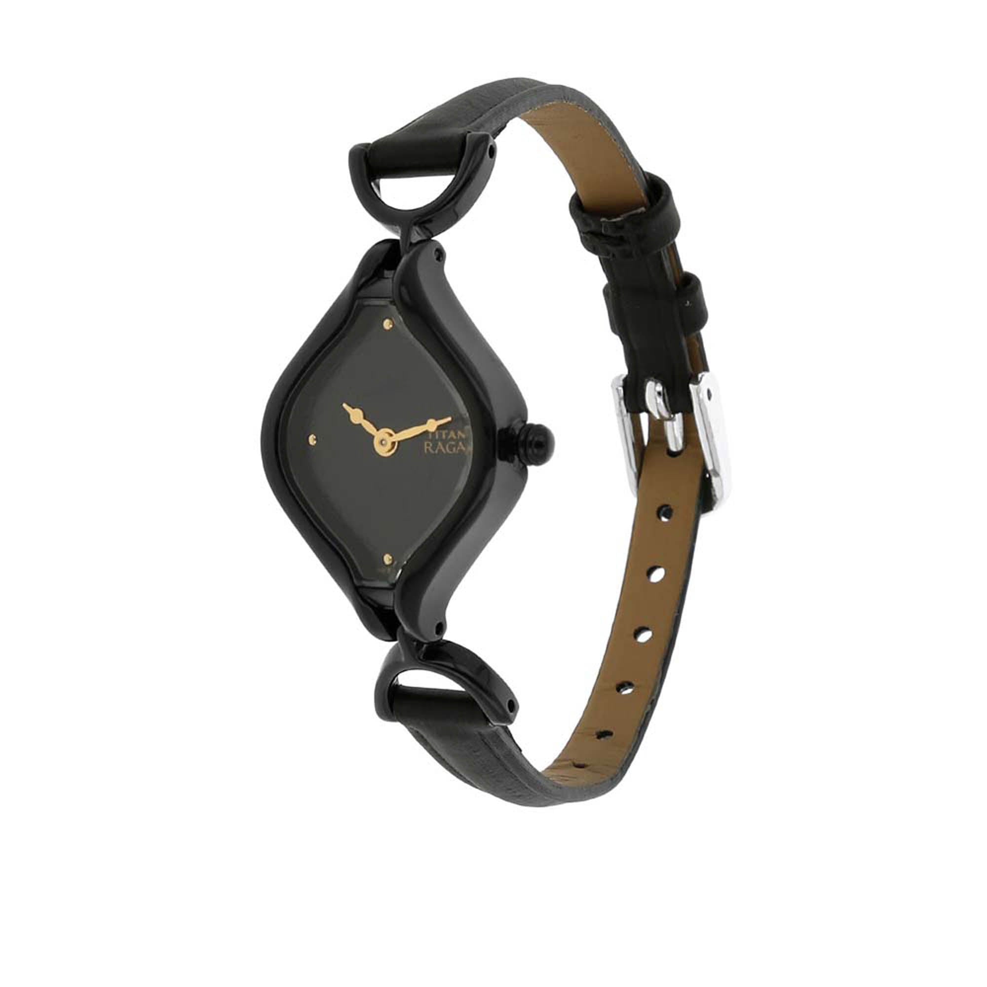 Titan Raga Black Dial Leather Strap Analog Watch for Women