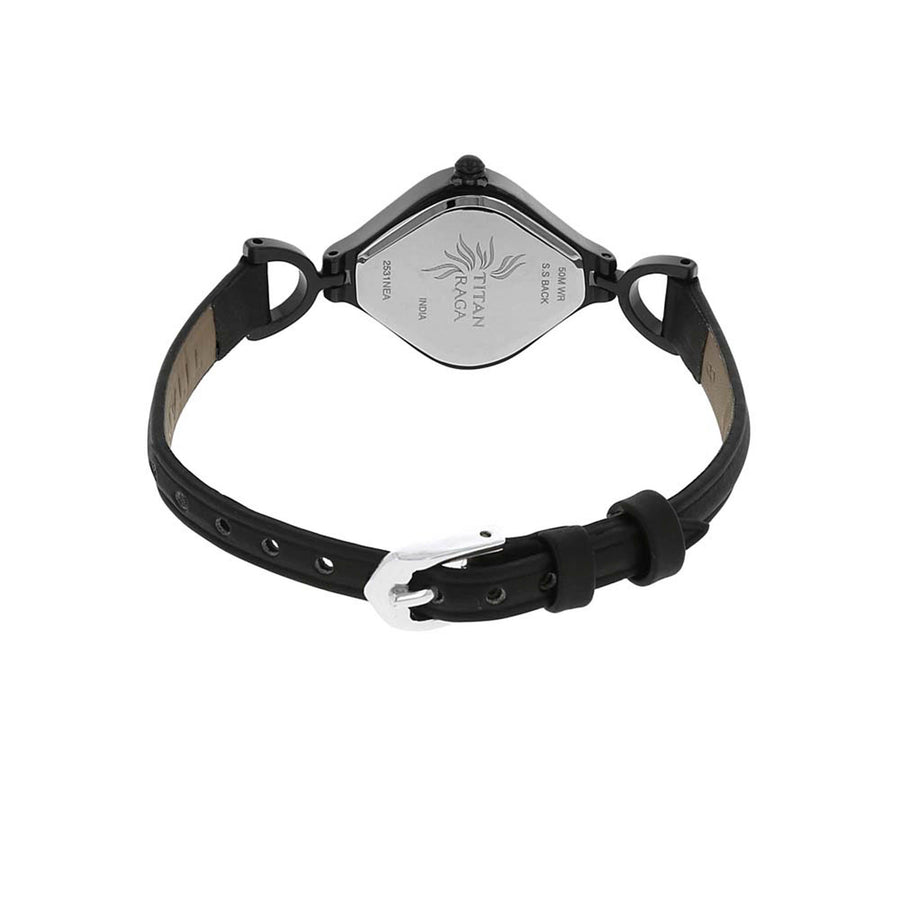 Titan Quartz Analog Black Dial Leather Strap Watch for Women