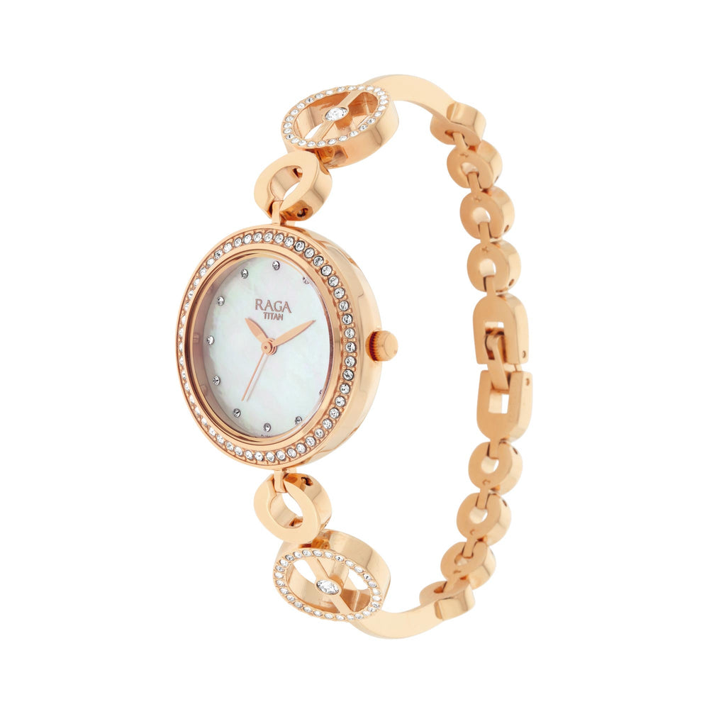 Titan Raga Mother of Pearl Dial Women Watch With Metal Strap