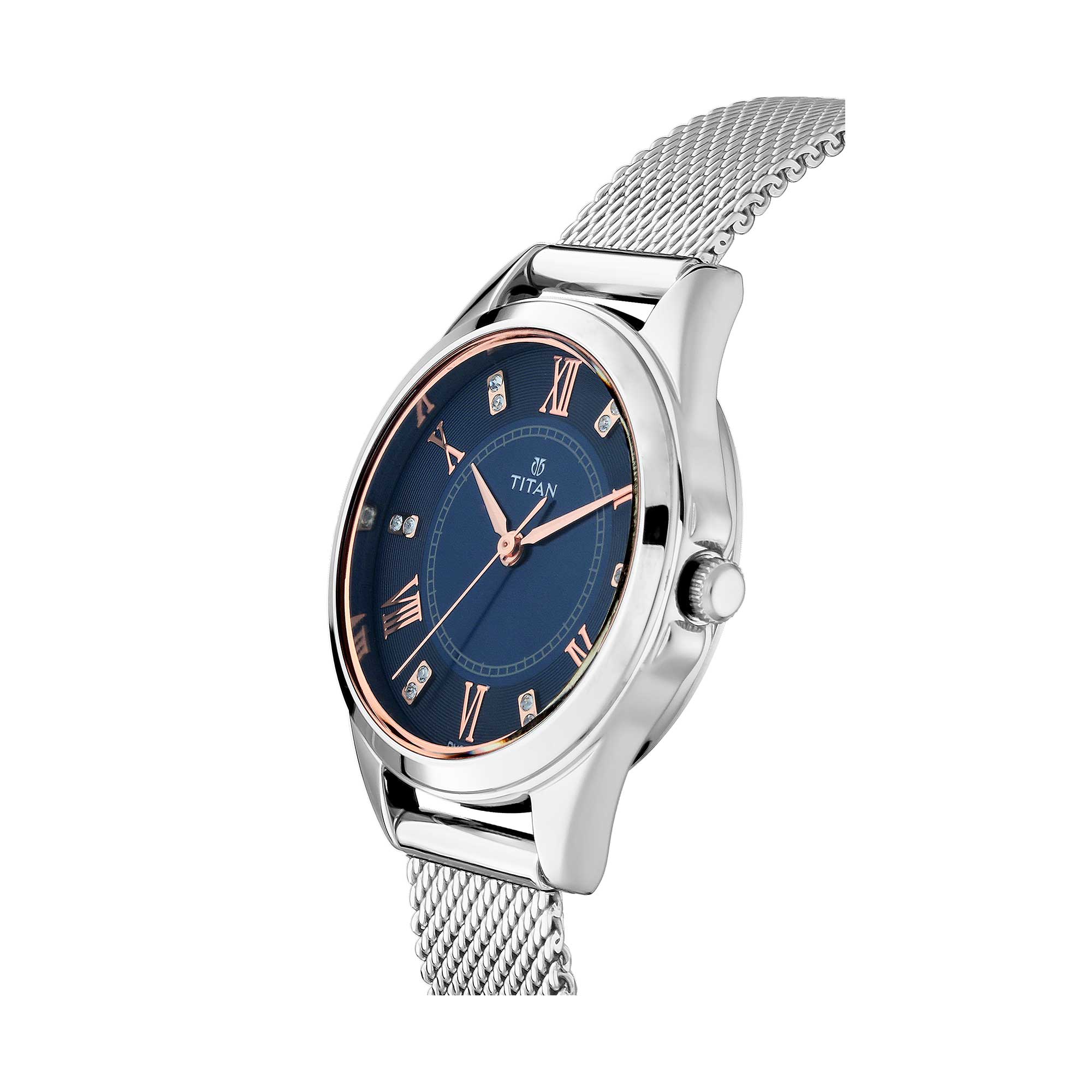 Titan Sparkle Blue Dial Alog Watch for Women