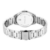 Titan Green Dial Silver Metal Strap Analog Watch for Women