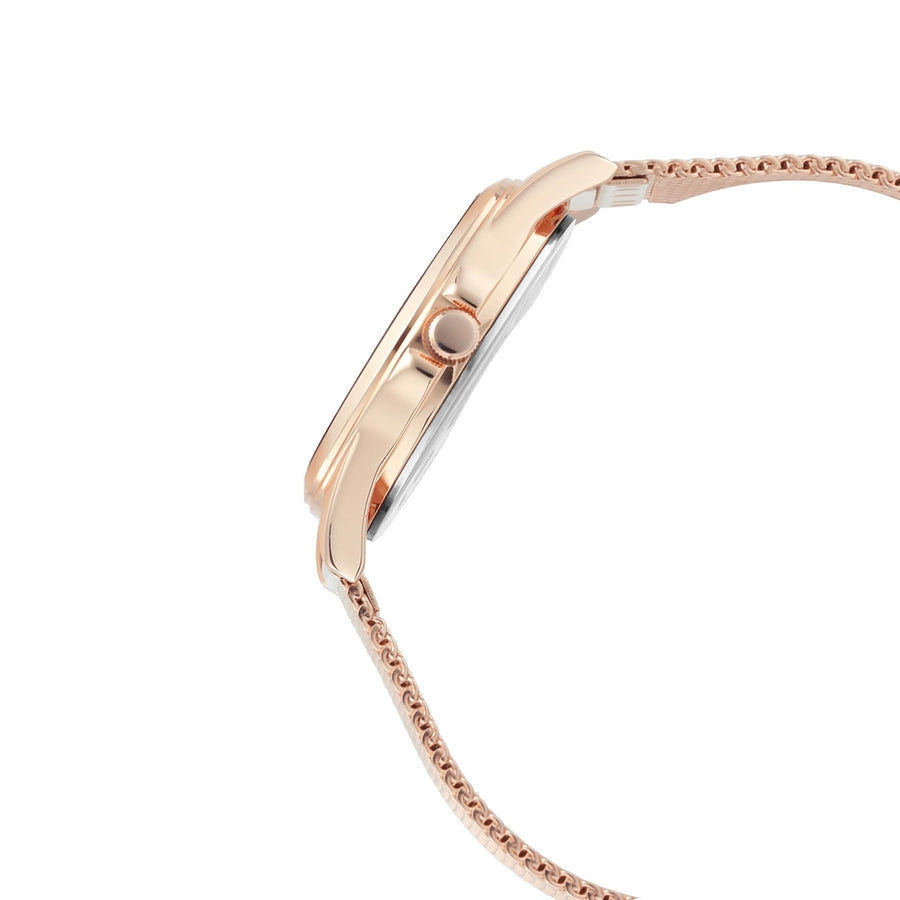 Titan Pink Dial Mesh Stainless Steel Strap Analog Watch for Women