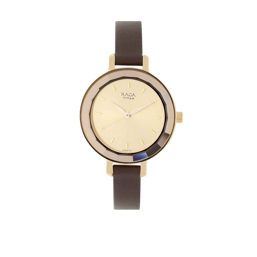 Titan Raga Viva Rose Gold Dial Women Watch With Leather Strap