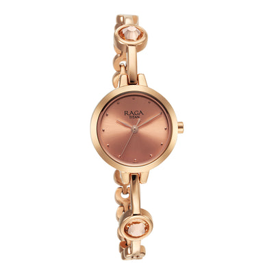 Titan Raga Viva Quartz Analog Rose Gold Dial Metal Strap Watch for Women