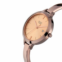 Titan Raga Rose Gold Dial Brown Metal Strap Analog with Date Watch for Women