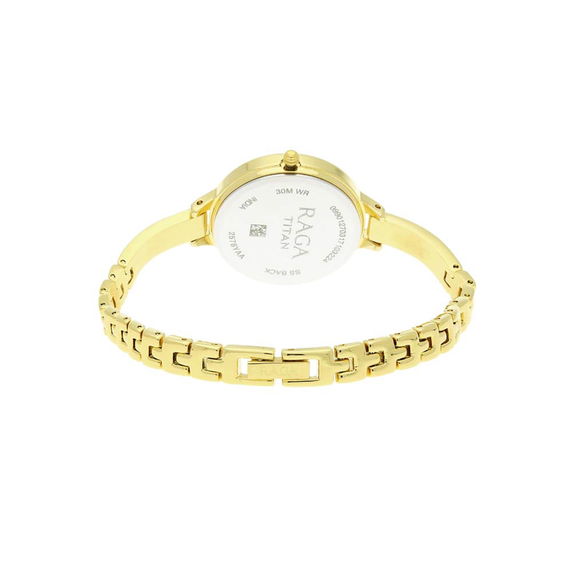 Titan Raga Viva Champagne Dial Gold Metal Strap Analog with Date Watch for Women