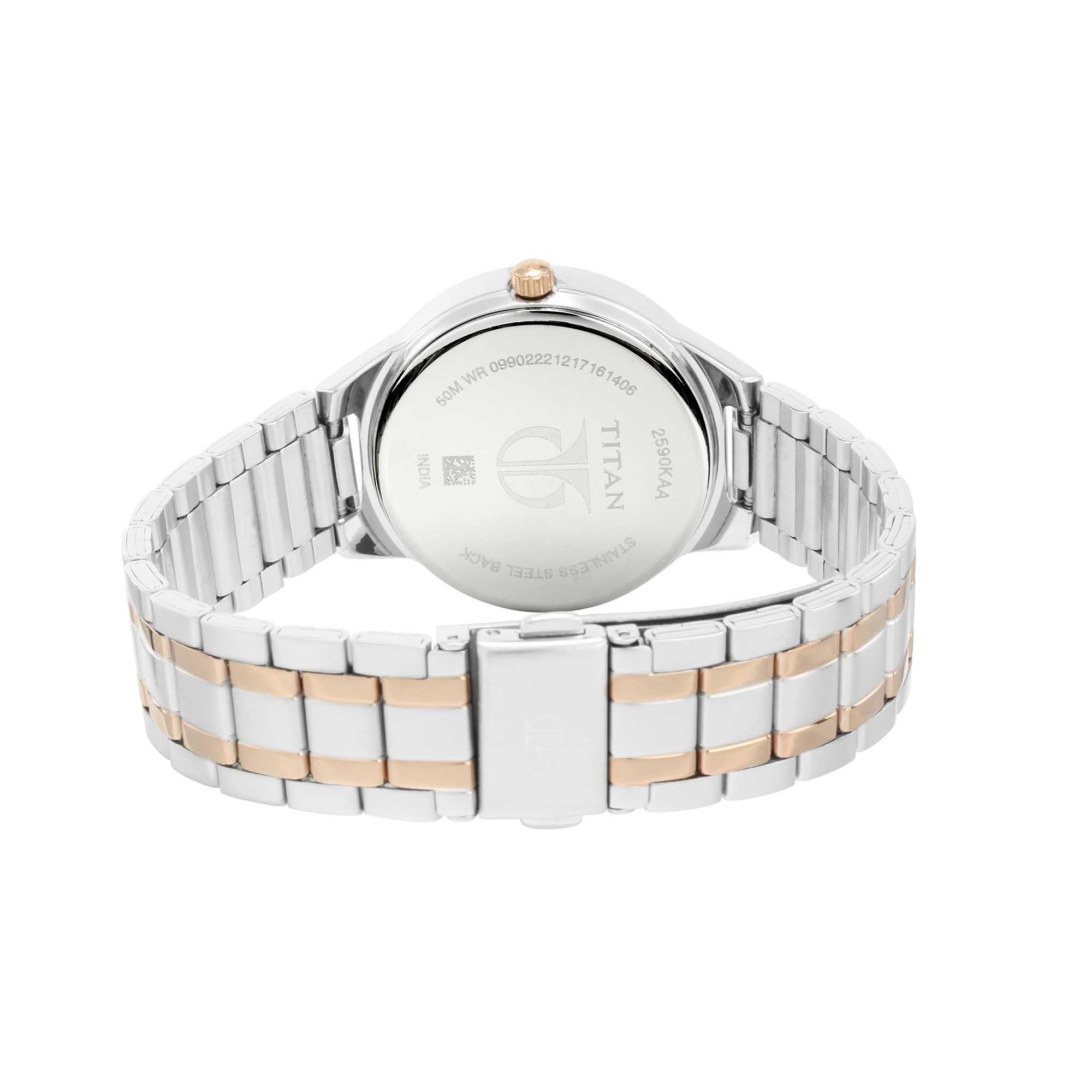 Titan Women's Elegance Moonphase Two-Tone Anthracite Dial Watch