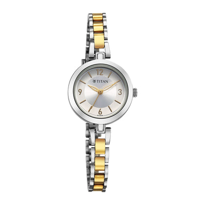 Titan Karishma Silver Dial Dual Tone Stainless Steel Analog Watch for Women