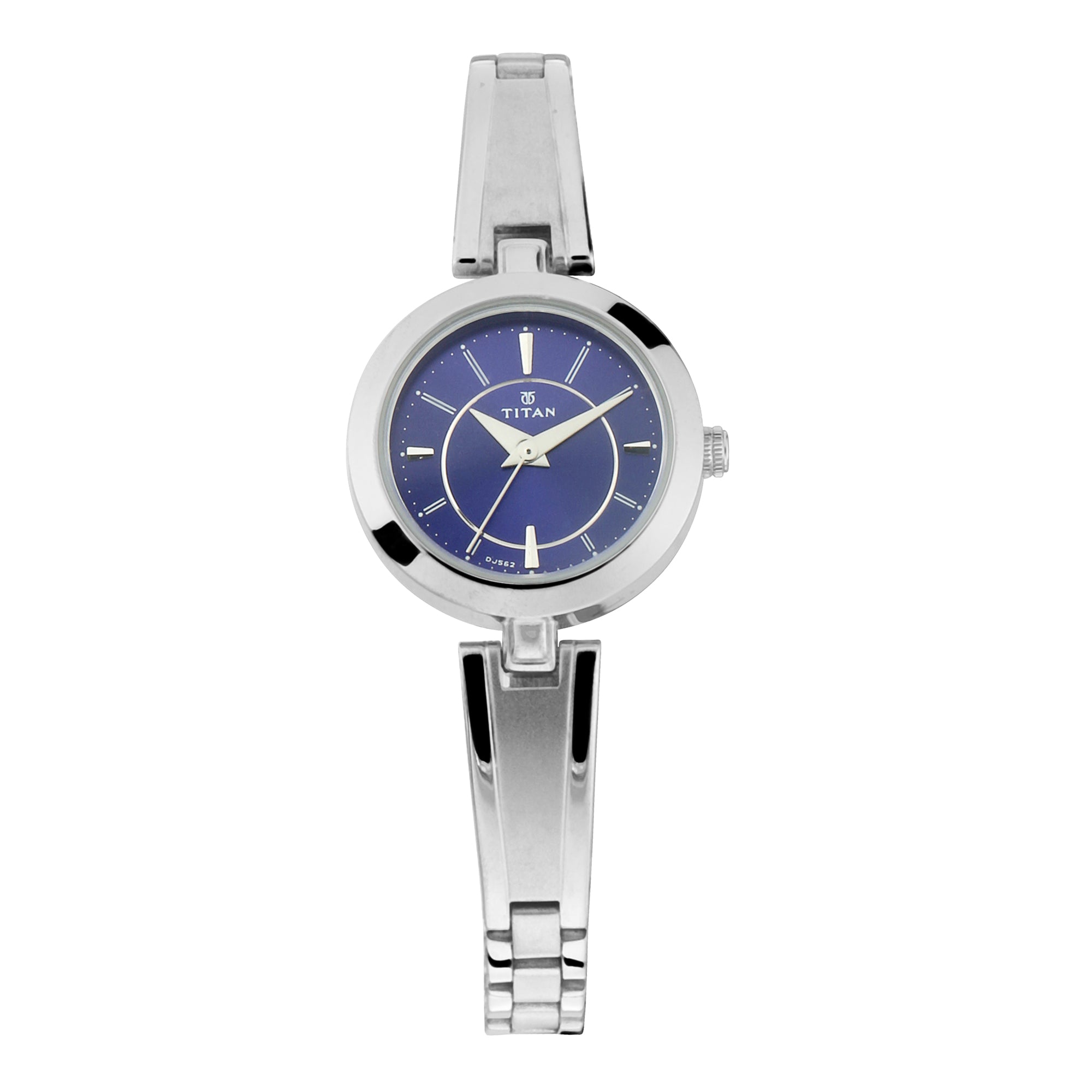 Titan Blue Dial Silver Metal Strap Analog Watch for Women