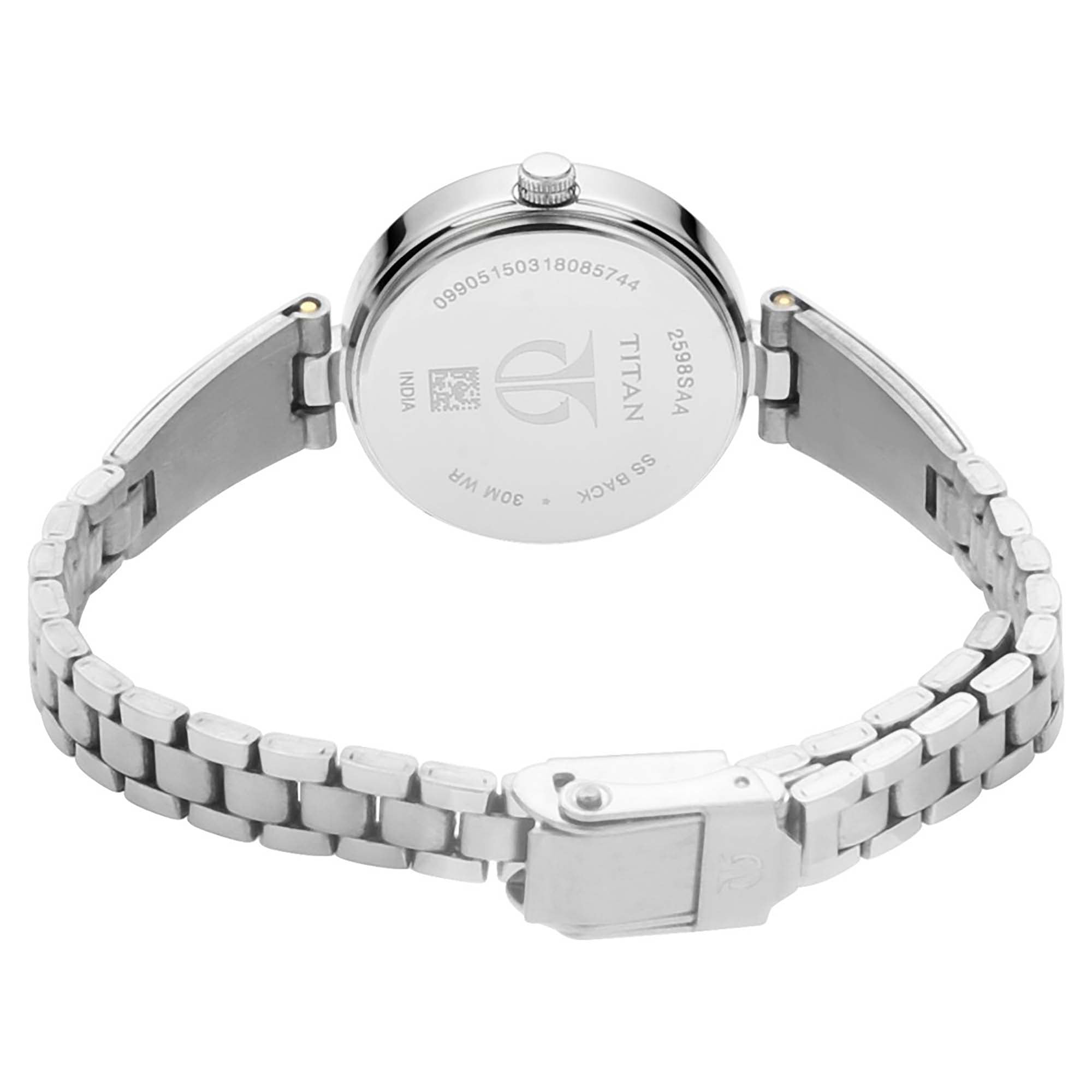 Titan Blue Dial Silver Metal Strap Analog Watch for Women