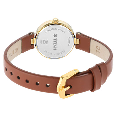 Titan Lagan Silver Dial Analog Leather Strap Watch for Women