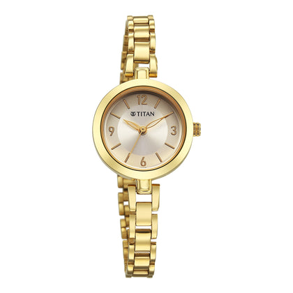 Titan Karishma Gold Dial Stainless Steel Strap Analog Watch for Women