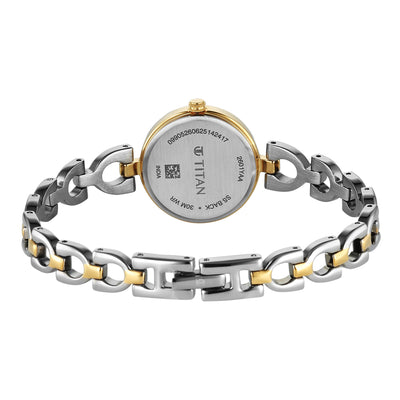 Titan Silver Dial Dual Tone Metal Strap Analog Watch for Women 2601BM01