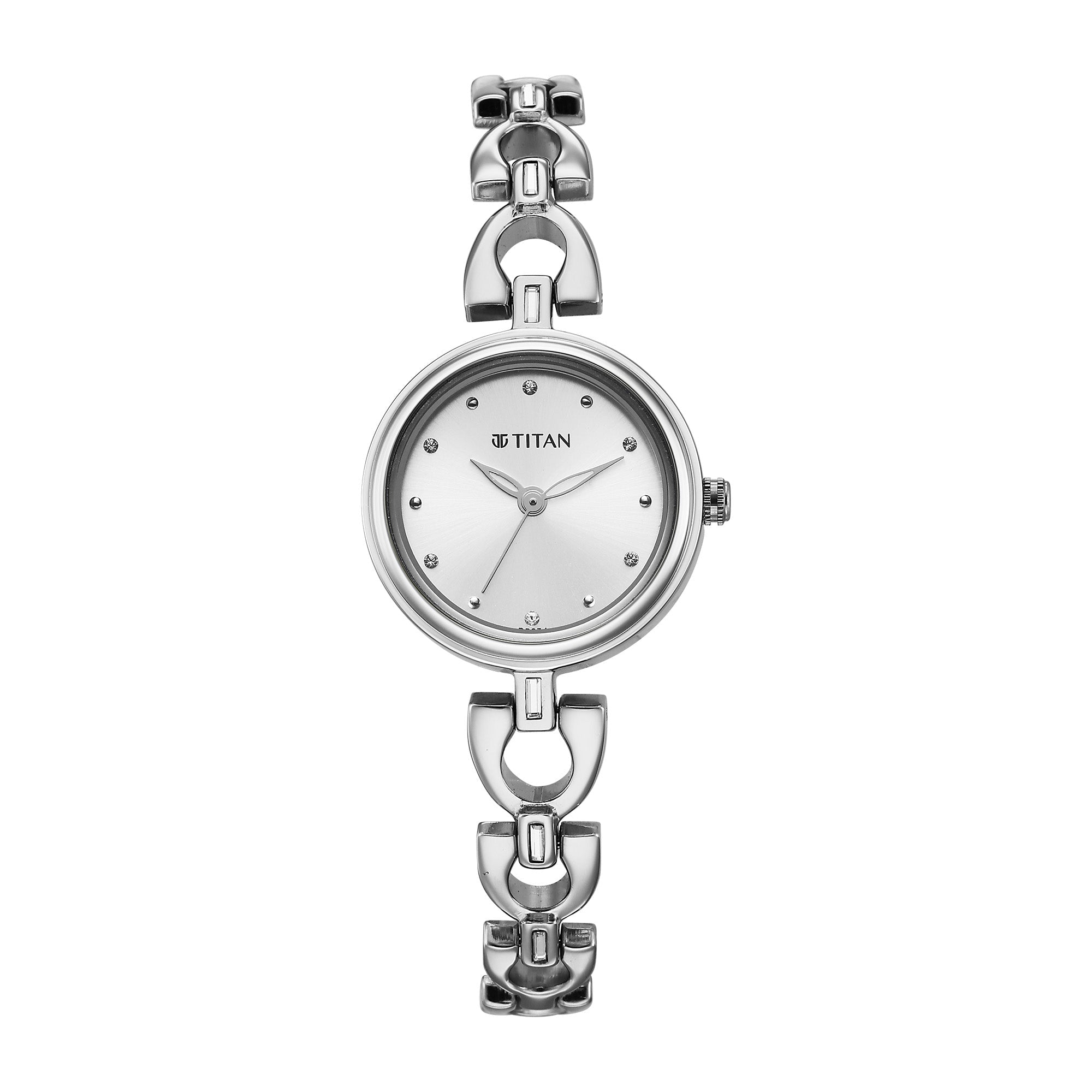 Titan Silver Dial Metal Strap Analog Watch for Women
