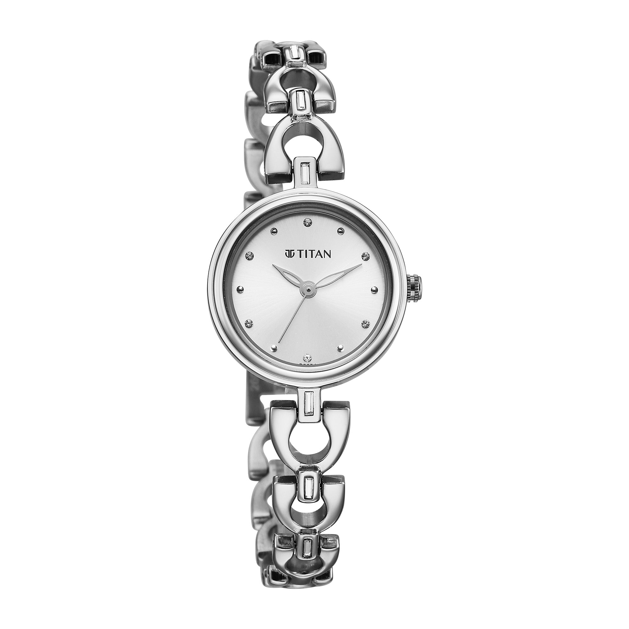 Titan Silver Dial Metal Strap Analog Watch for Women