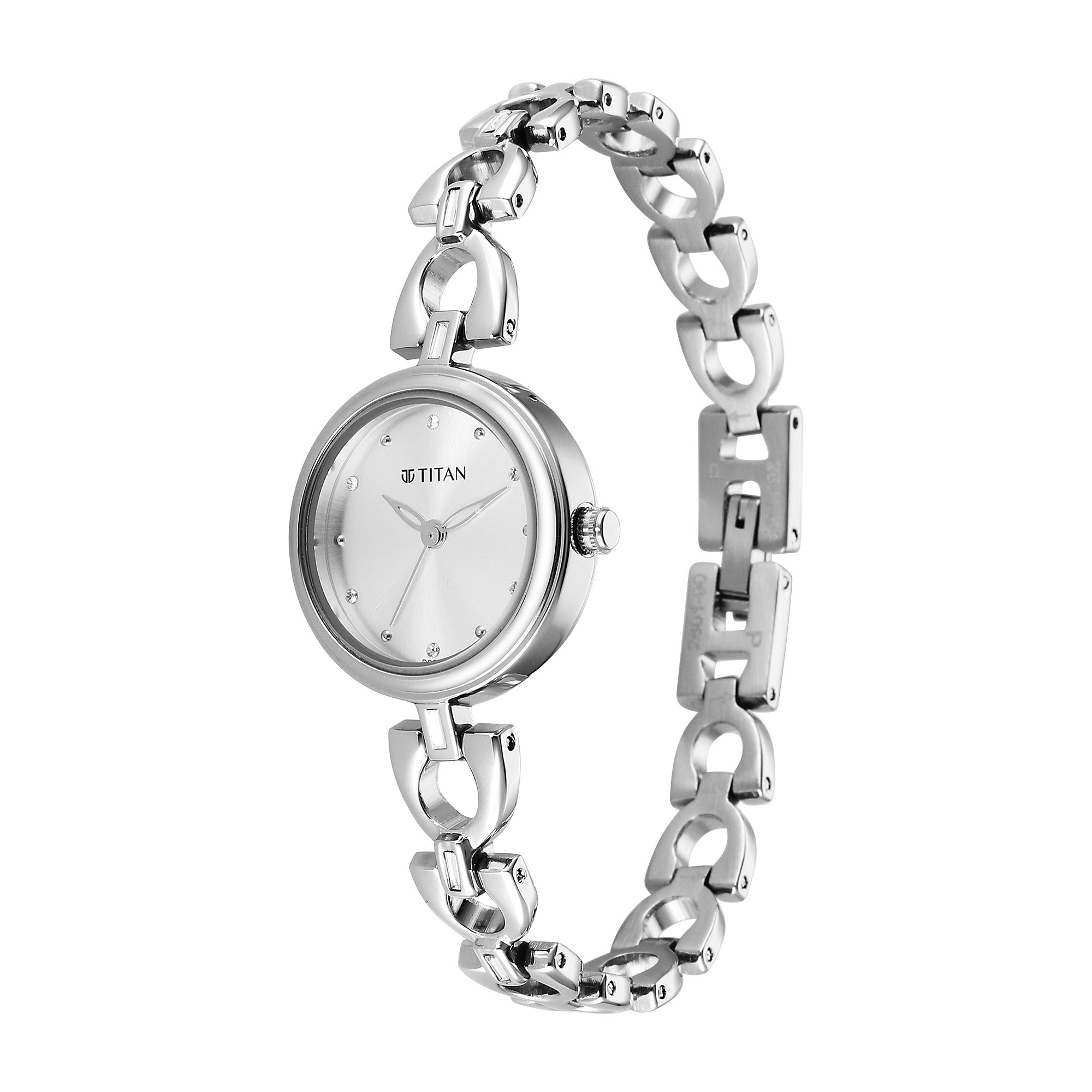 Titan Silver Dial Metal Strap Analog Watch for Women