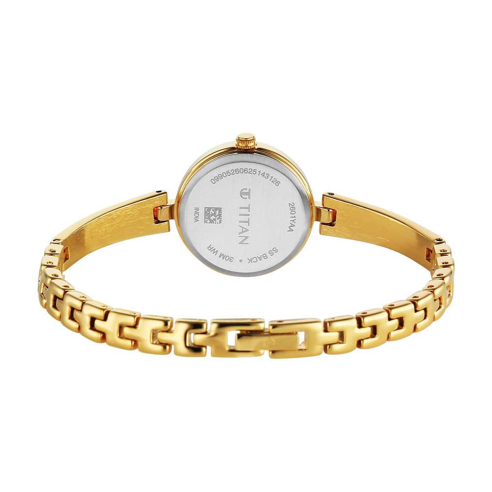 Titan Silver Dial Gold Metal Strap Analog Watch for Women 2601YM06