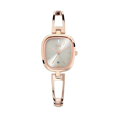 Titan Raga Viva Grey Dial Analog with Date Rose Gold Metal Strap watch for Women