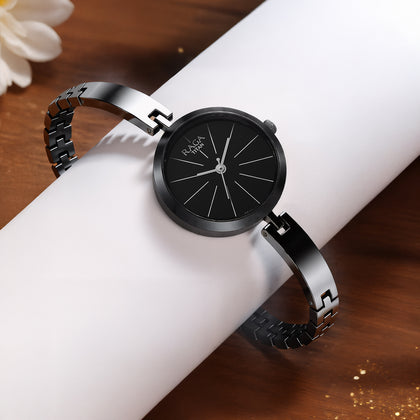 Titan Raga Viva Quartz Analog Black Dial Grey Metal Strap Watch for Women