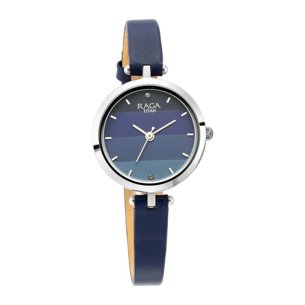 Titan Raga Viva Blue Dial Analog Leather Strap watch for Women