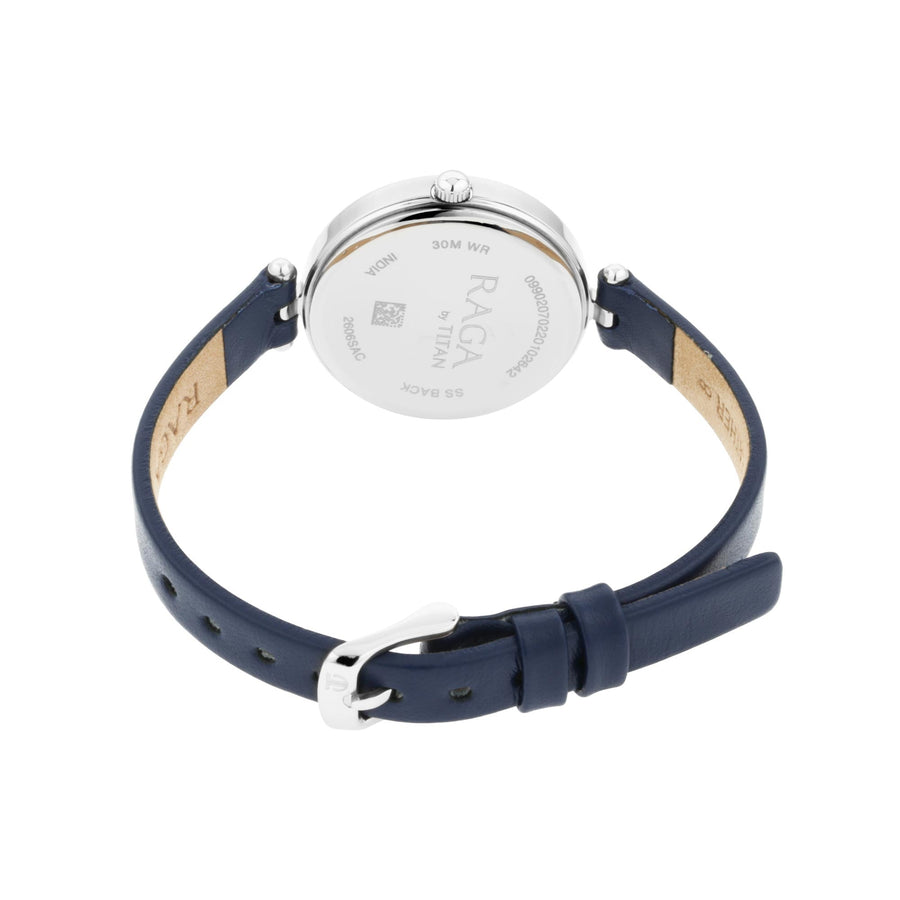 Titan Raga Viva Blue Dial Analog Leather Strap watch for Women