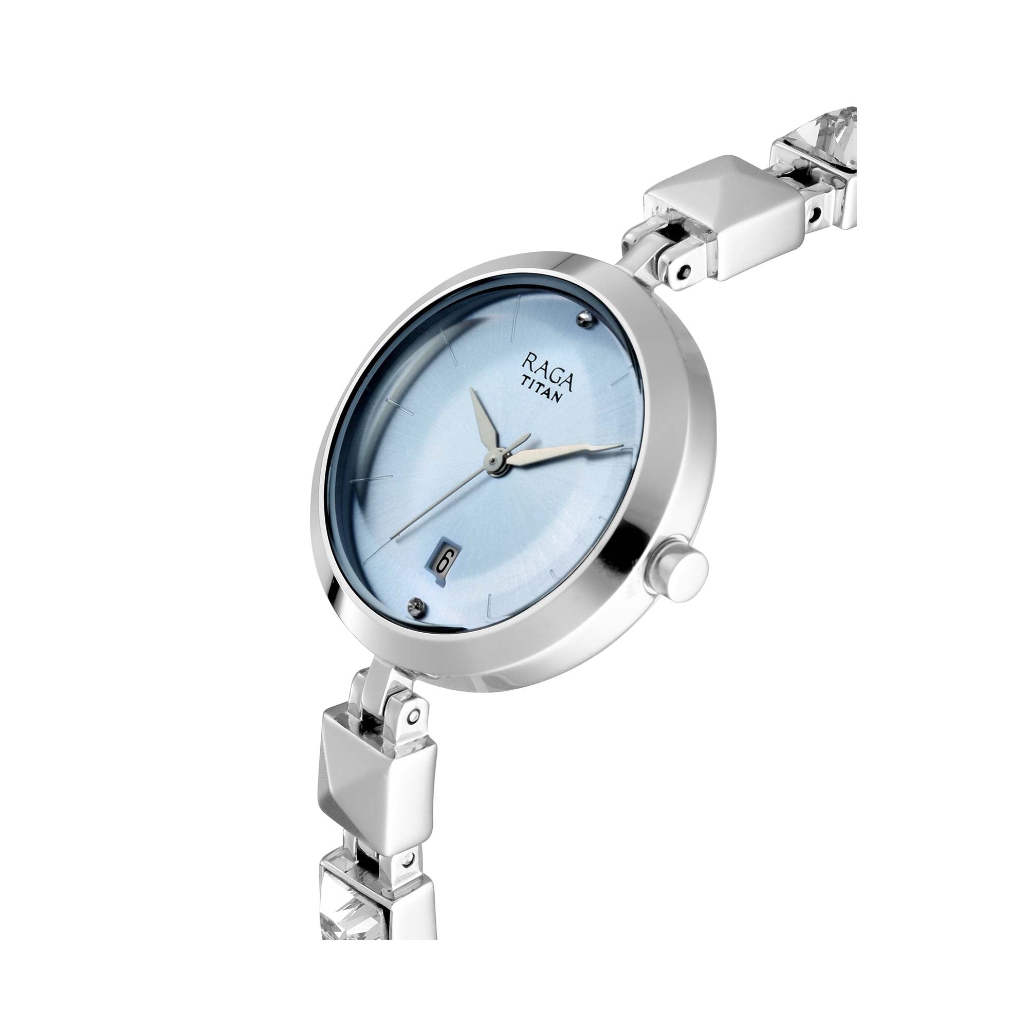 Titan Raga Viva Blue Dial Analog with Date Metal Strap watch for Women