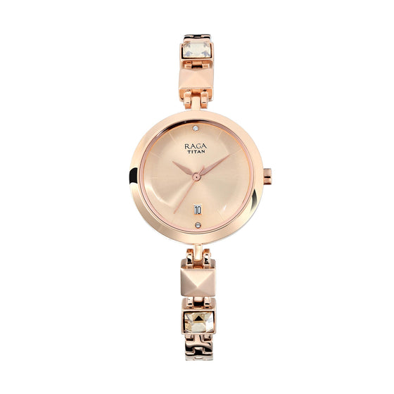 Titan Raga Viva Rose Gold Dial Analog Metal Strap watch for Women