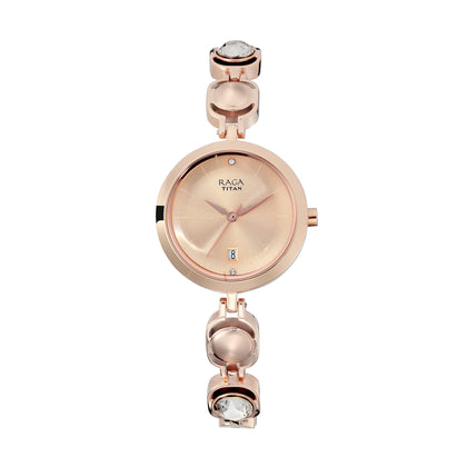 Titan Raga Viva Rose Gold Dial Analog with Date Metal Strap watch for Women