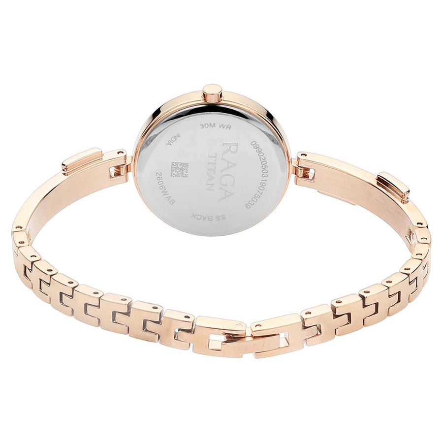 Titan Raga Viva Mother of Pearl Dial Rose Gold Metal Strap Analog with Date Watch for Women