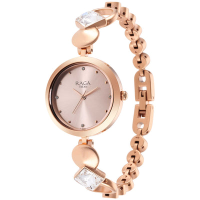 Titan Raga Love All Pink Dial Analog Metal Strap Watch for Women