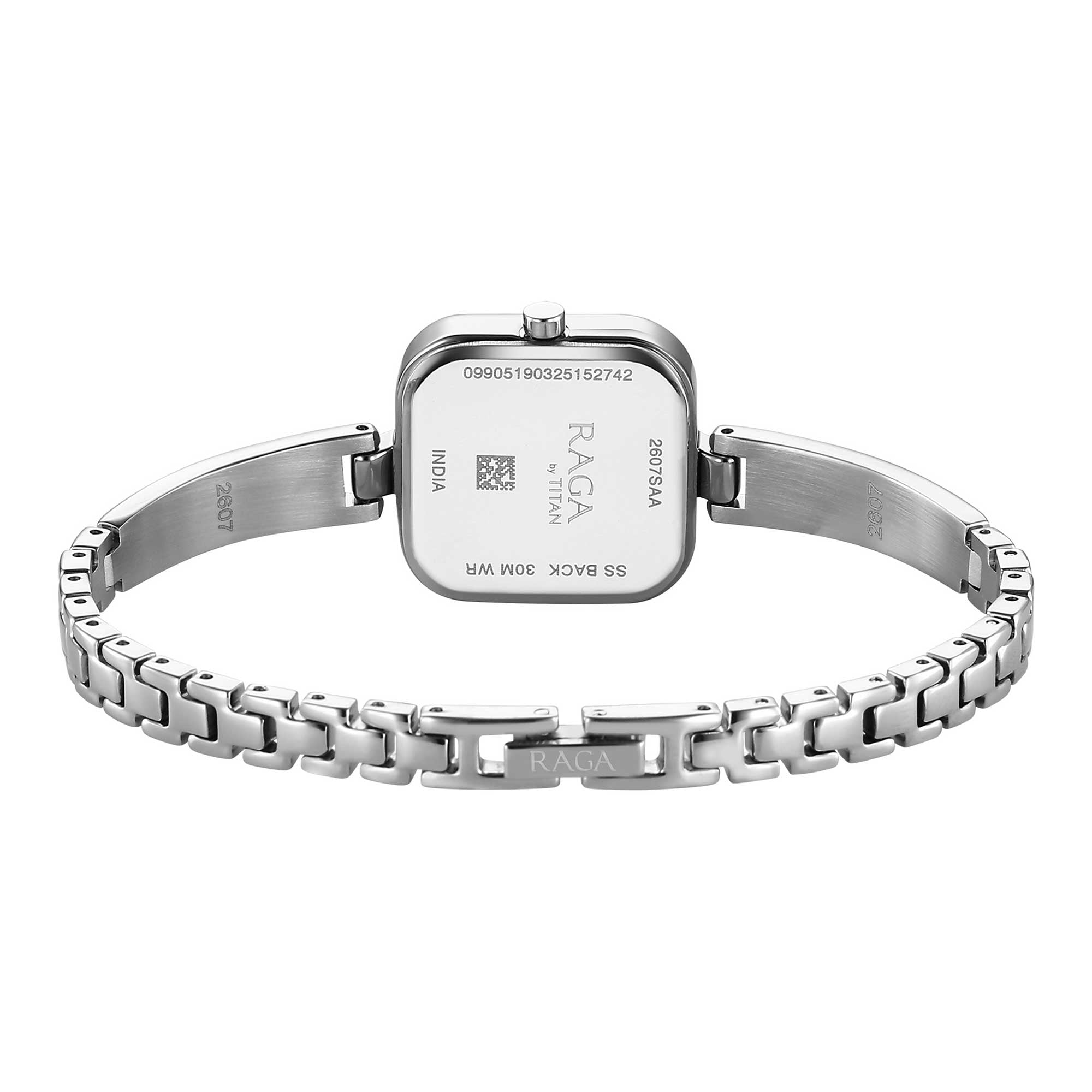 Titan Raga Silver Square Dial Metal Strap Analog with Date Watch for Women