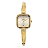 Titan Raga Champagne Square Dial Gold Metal Strap Analog with Date Watch for Women