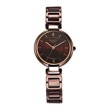 Titan Raga Delight Quartz Analog Brown Dial Brown Metal Strap Watch For Women