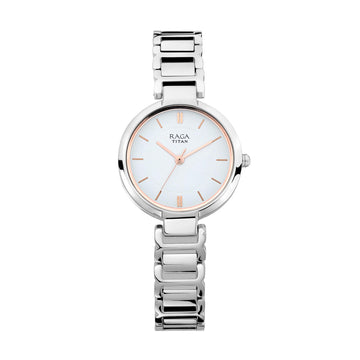 Titan Raga Viva White Dial Analog Metal Strap watch for Women