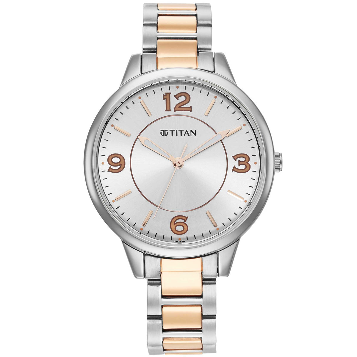 Titan Silver Dial Two Toned Stainless Steel Strap Analog Watch for Women