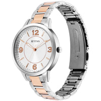 Titan Silver Dial Two Toned Stainless Steel Strap Analog Watch for Women