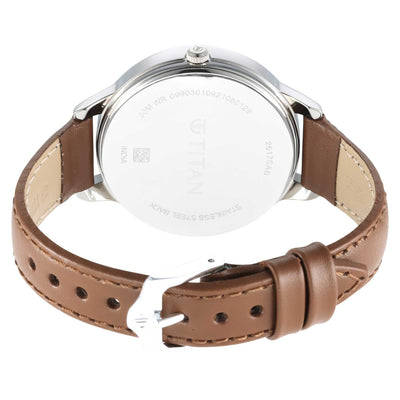 Titan Trendsetters Light Rose Gold Dial Analog Leather Strap watch for Women