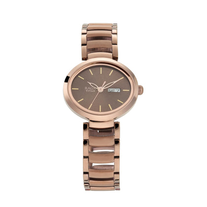 Titan Raga Viva Brown Dial Analog with Day and Date Metal Strap Watch for Women