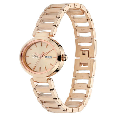 Titan Raga Viva Rose Gold Dial Women Watch With Metal Strap