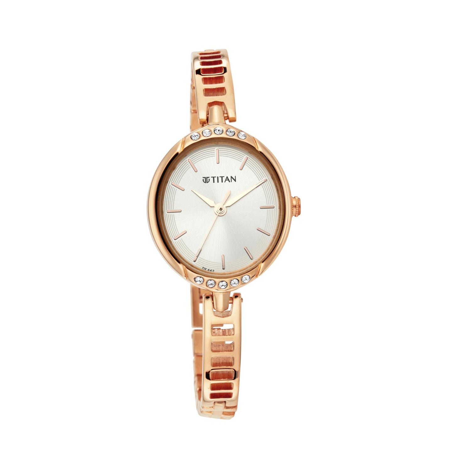 Titan Quartz Analog Silver Dial Metal Strap Watch for Women