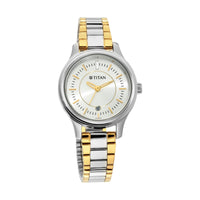 Titan Silver Dial Two Toned Metal Strap Analog with Date Watch for Women