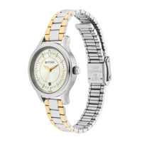 Titan Silver Dial Two Toned Metal Strap Analog with Date Watch for Women