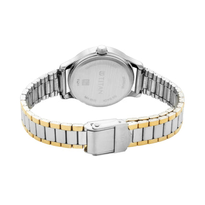Titan Silver Dial Two Toned Metal Strap Analog with Date Watch for Women