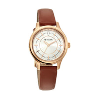 Titan Quartz Analog Silver Dial Leather Strap Watch for Women