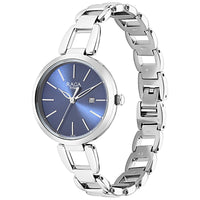 Titan Raga Viva Blue Dial Analog with Date Silver Metal Strap Watch for Women